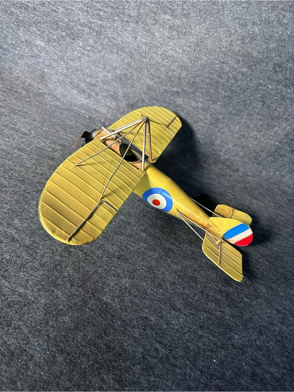 Vintage WWI British RAF Military Yellow Fighter Airplane Model